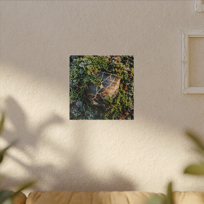 Artful Moss Close Up Canvas Art - Gold Repair Kintsugi