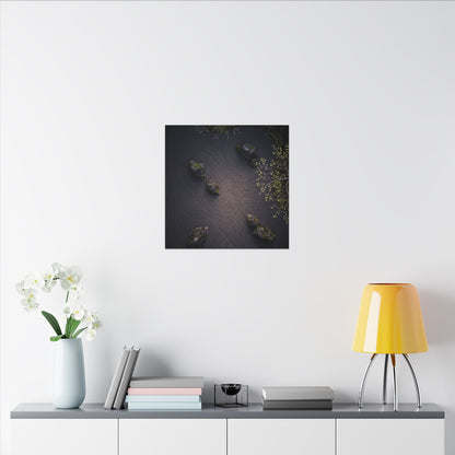 Dark Japandi Rock Garden in Dawn | Shadow Zen Canvas Art