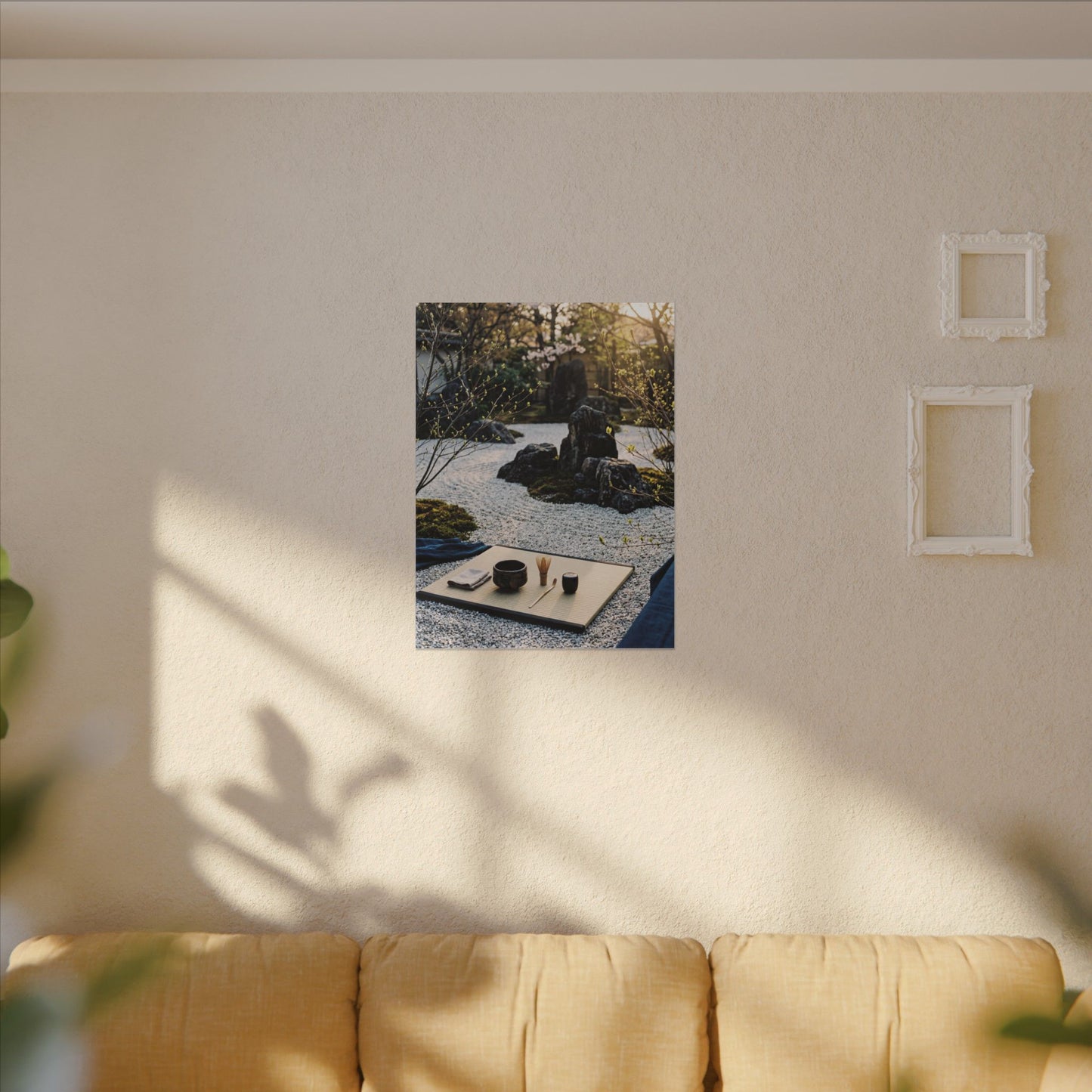 Zen Tea Ceremony in Golden Hour | Karesansui Canvas Art