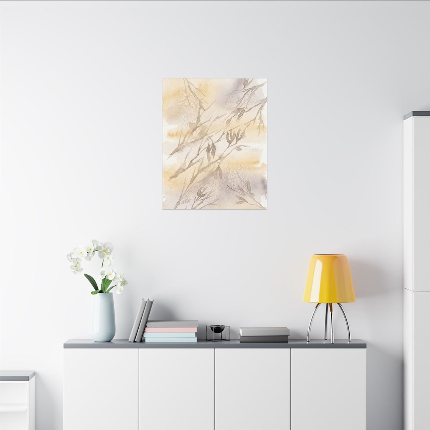 Shadow Play Winter Canvas Art | Japandi Warm Design