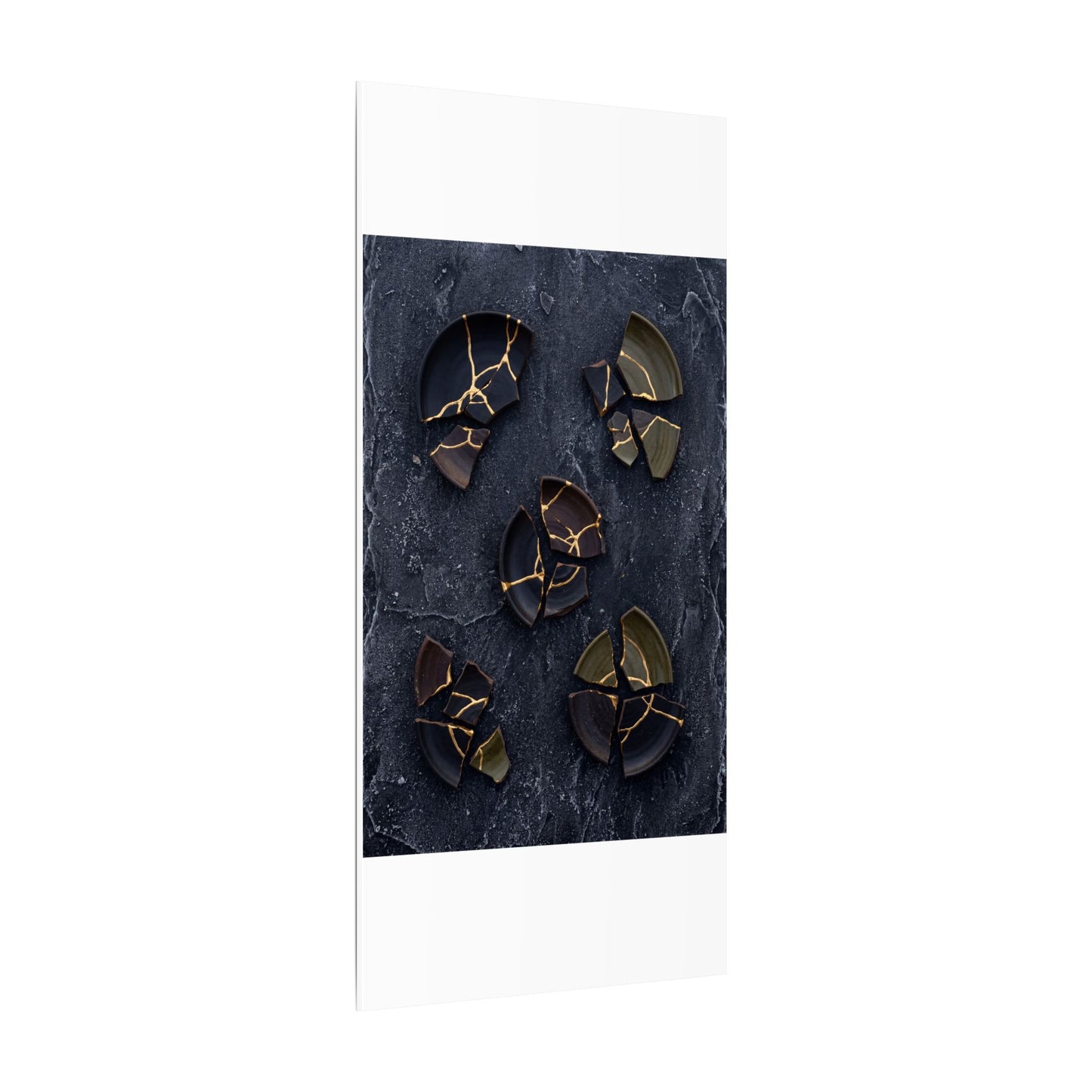 Broken Pottery Canvas Art | Winter Dark Japandi Shadow Zen Art