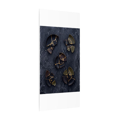 Broken Pottery Canvas Art | Winter Dark Japandi Shadow Zen Art