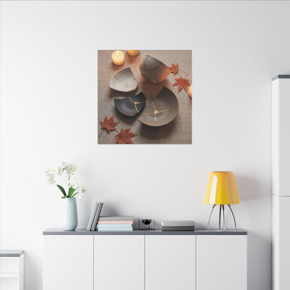 Candlelight Broken Pottery Canvas Art - Japandi Ma