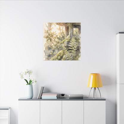 Earthy Stone Lantern Canvas Art - Watercolor Japandi