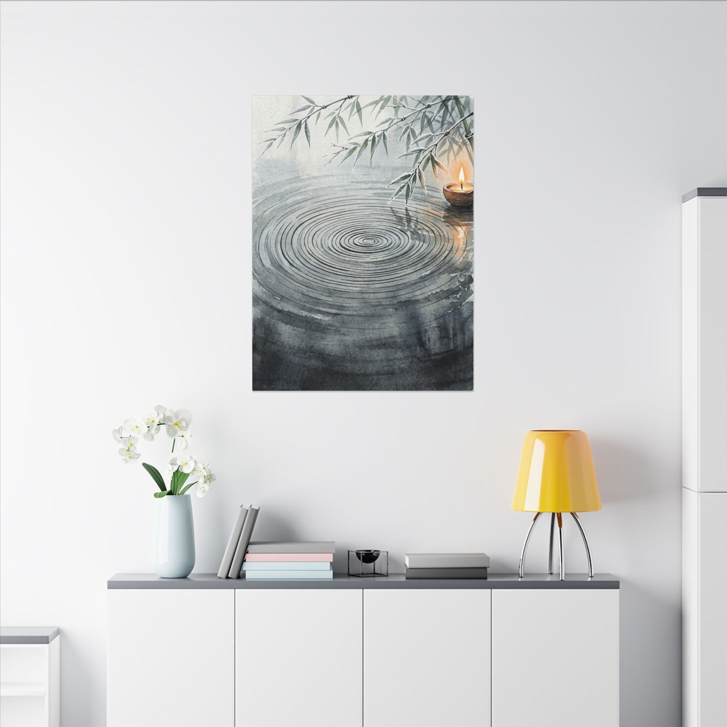 Water Ripple Sumi E Canvas Art | Calm Zen Art