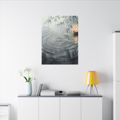 Water Ripple Sumi E Canvas Art | Calm Zen Art