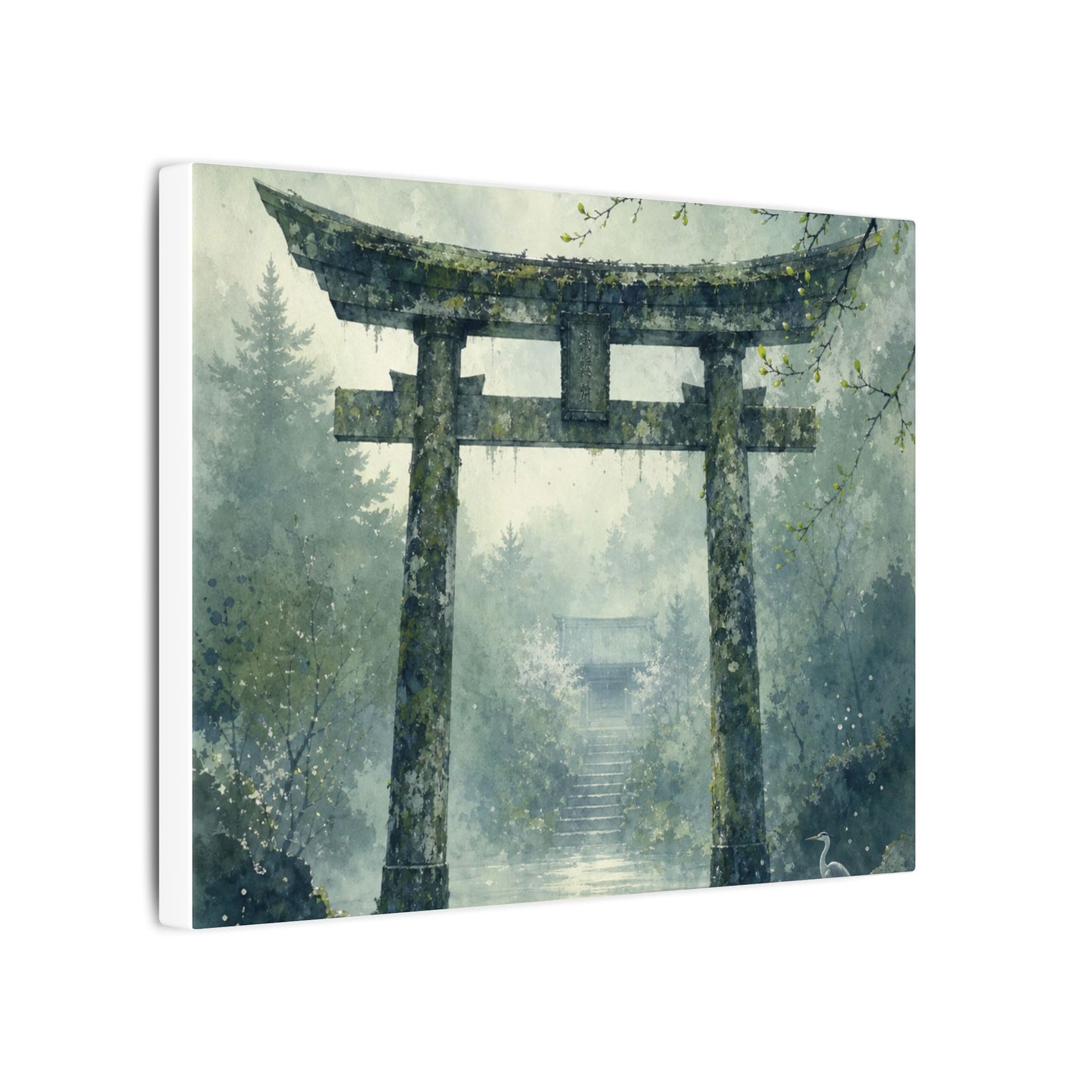Earthy Torii Gate Canvas Art - Watercolor Japandi