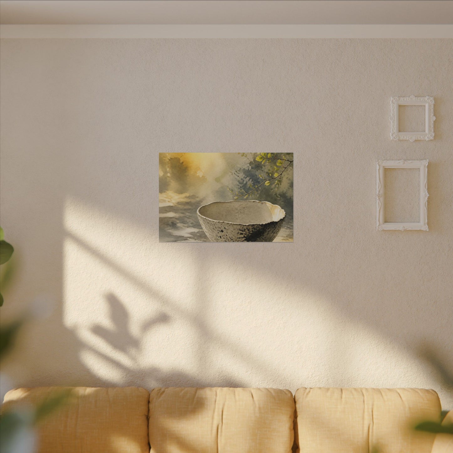 Cozy Ceramic Bowl Canvas Art - Watercolor Japandi