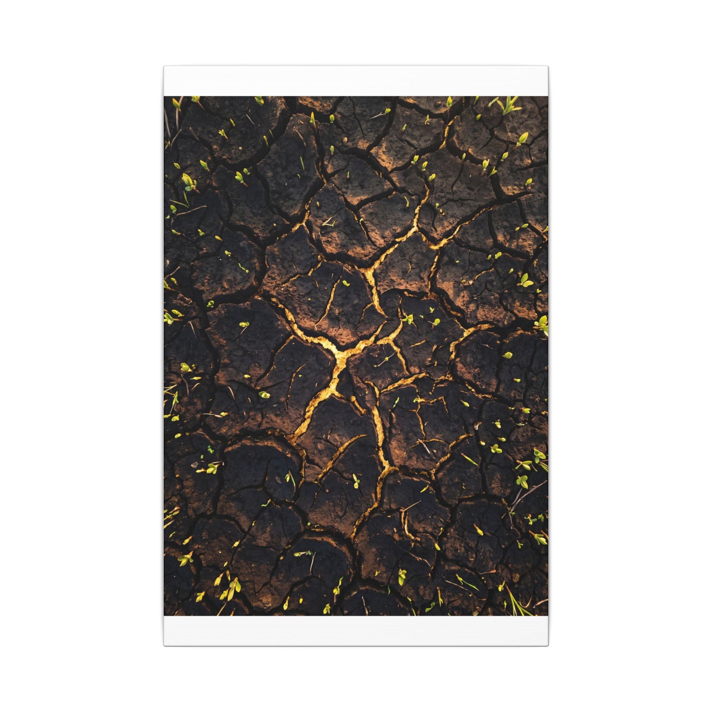 Cracked Earth Moody Minimal Canvas Art | Sophisticated Dark Japandi Art