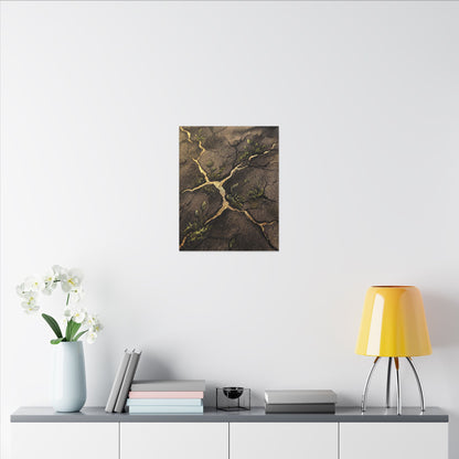 Spring Cracked Earth Charcoal Ink Canvas Art | Luxurious Decor