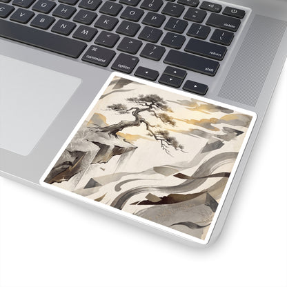 Golden Hour Pine Tree Sticker - Japandi Seijaku Art Print