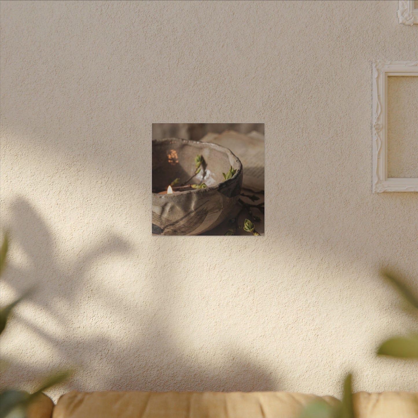 Candlelight Ceramic Bowl Canvas Art - Japandi Ma