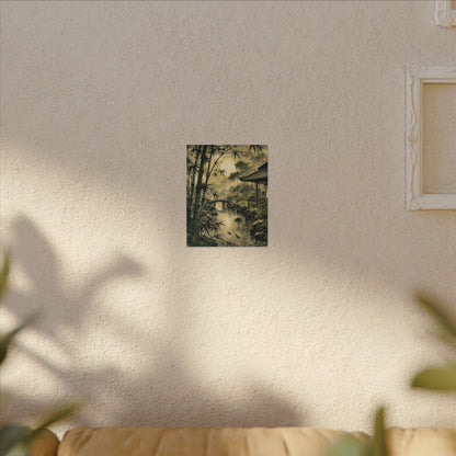 Moonlit Garden Sumi E Canvas Art | Calm Zen Art