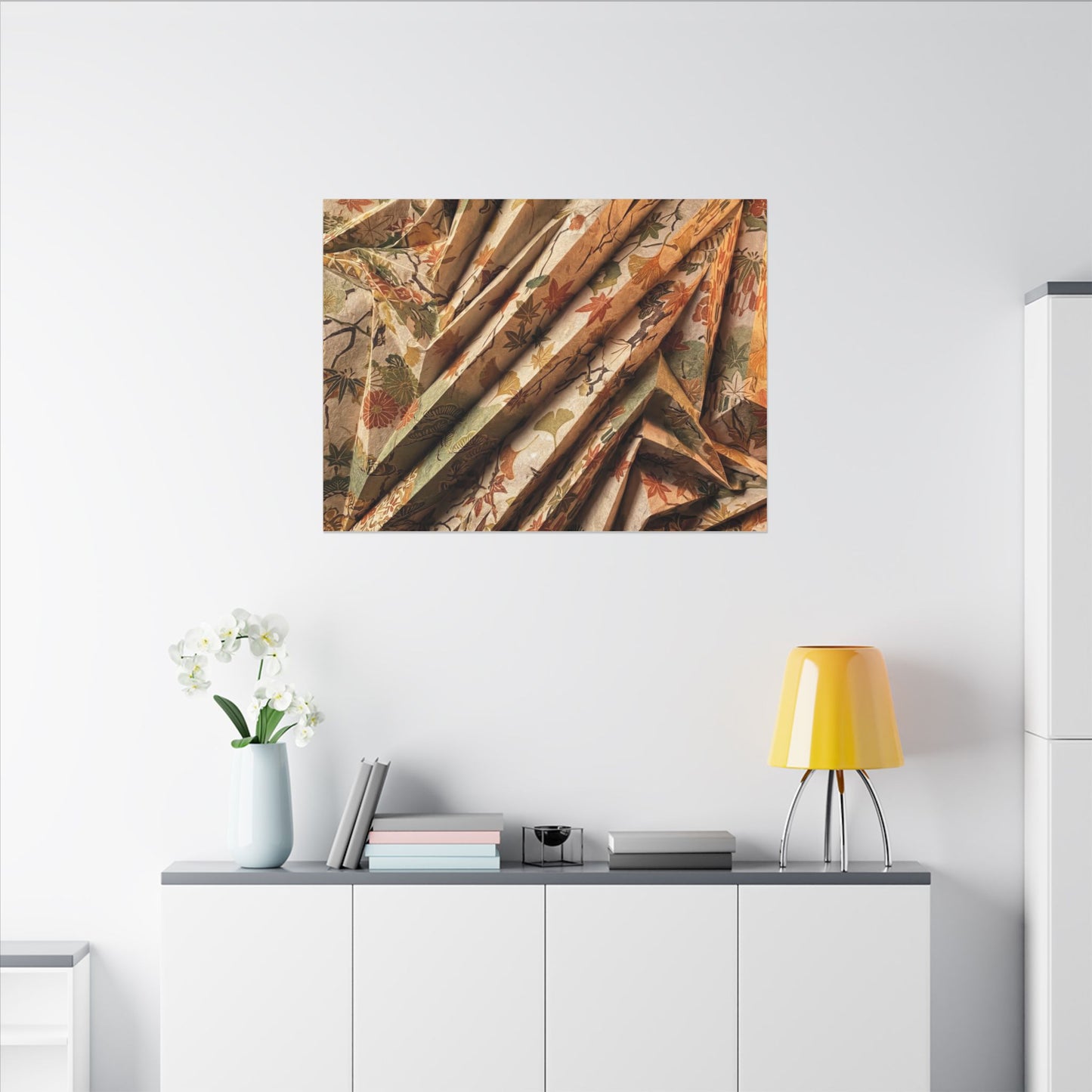 Paper Fold Autumn Canvas Art | Japandi Earthy Design