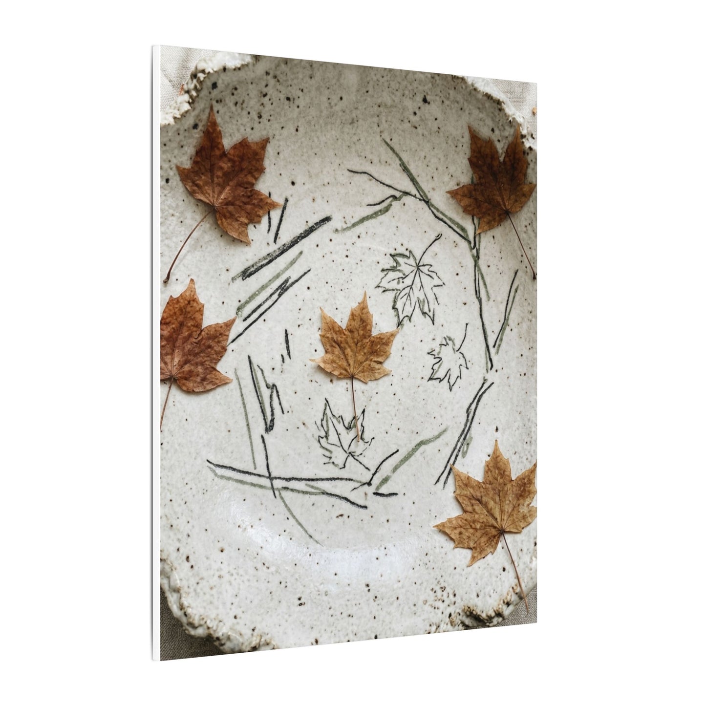 Ceramic Bowl Autumn Canvas Art | Japandi Elegant Design