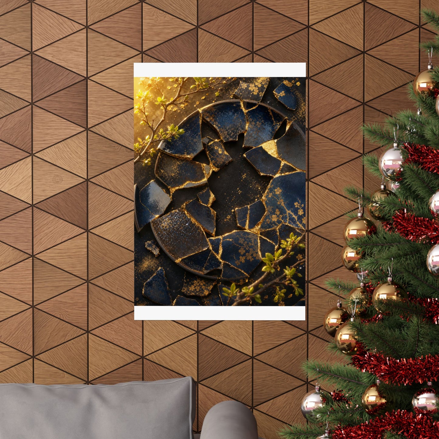 Broken Pottery Gold Repair Wall Art Print | Resilient Kintsugi Art