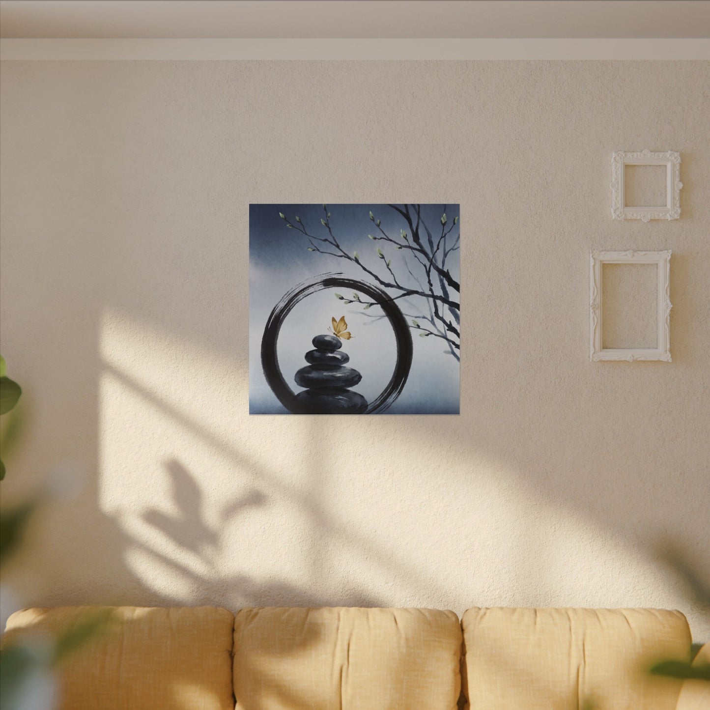River Stones Spring Canvas Art | Zen Peaceful Design