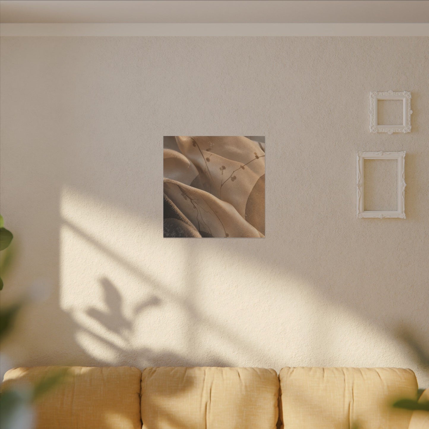 Japandi Silk Drape in Golden Hour | Japanese Pattern Canvas Art