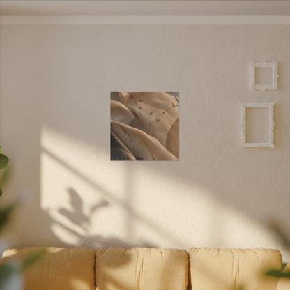 Japandi Silk Drape in Golden Hour | Japanese Pattern Canvas Art