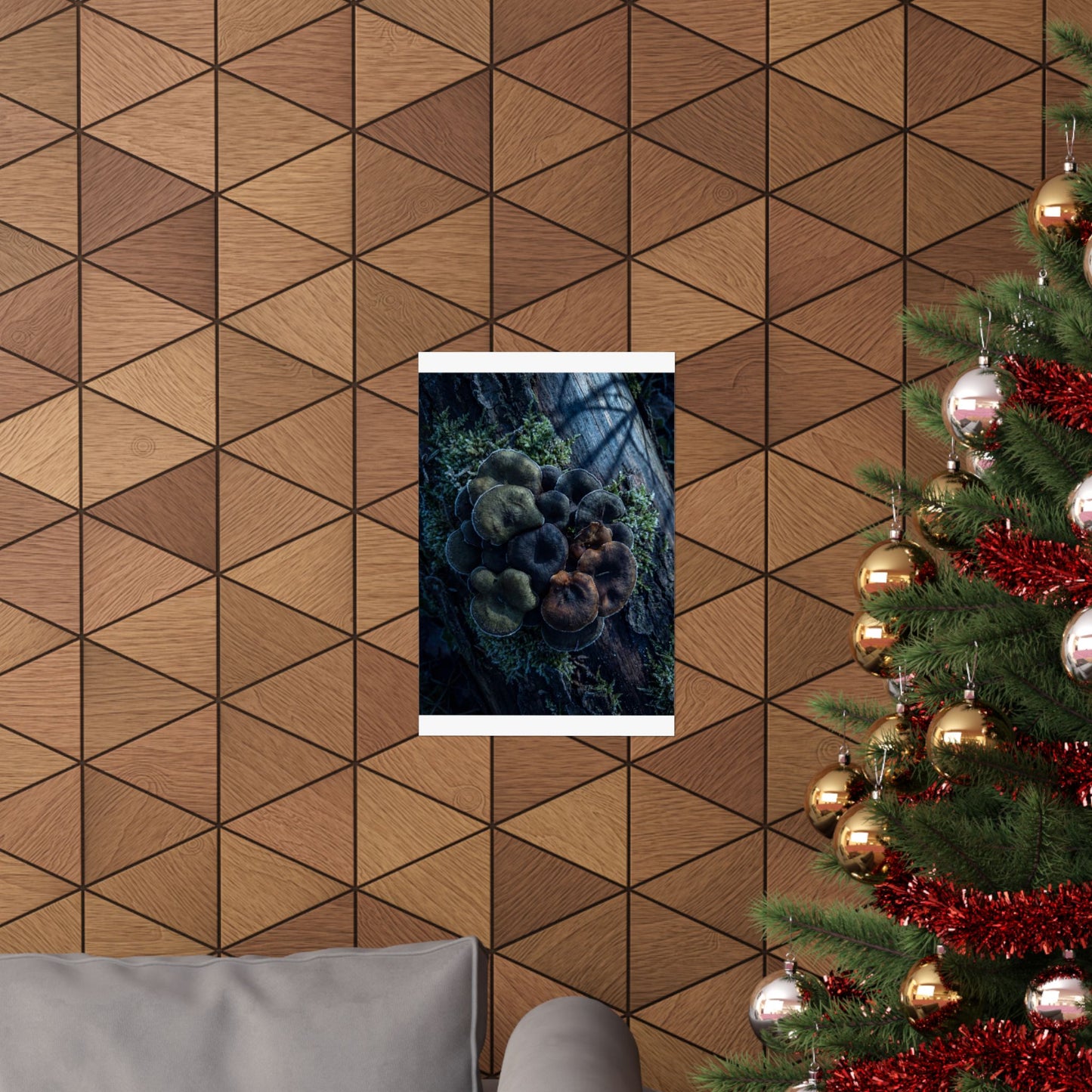Moonlight Wild Mushrooms Wall Art Print - Dark Japandi Shibui