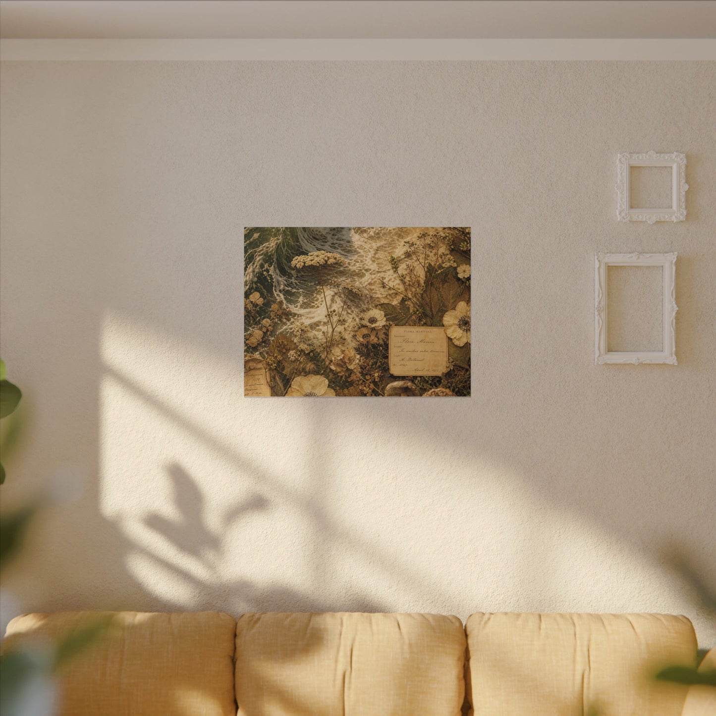 Spring Ocean Wave Herbarium Canvas Art | Nostalgic Decor