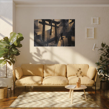 Winter Torii Gate Moody Minimal Canvas Art | Bold Decor