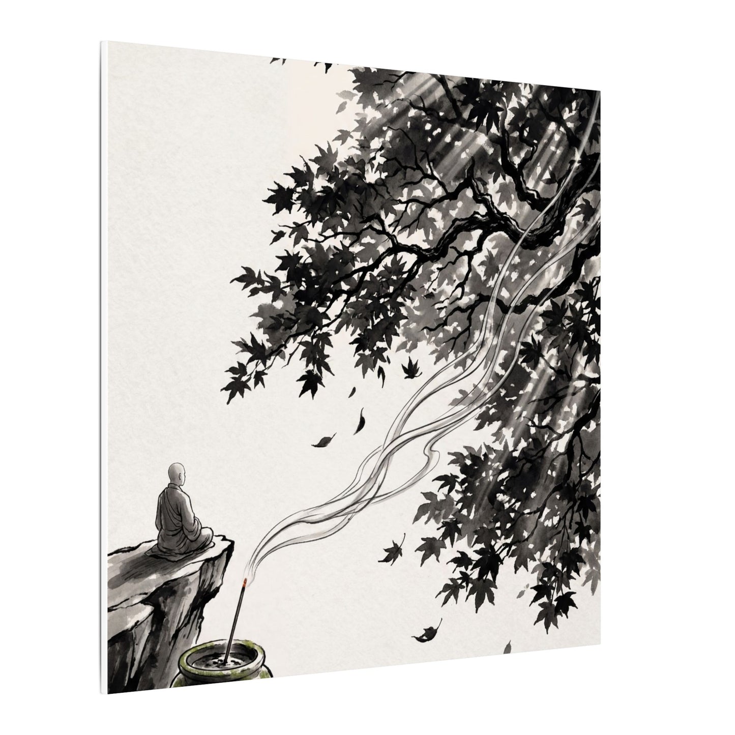 Serene Incense Smoke Canvas Art - Ukiyo E Inspired Zen