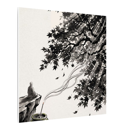 Serene Incense Smoke Canvas Art - Ukiyo E Inspired Zen