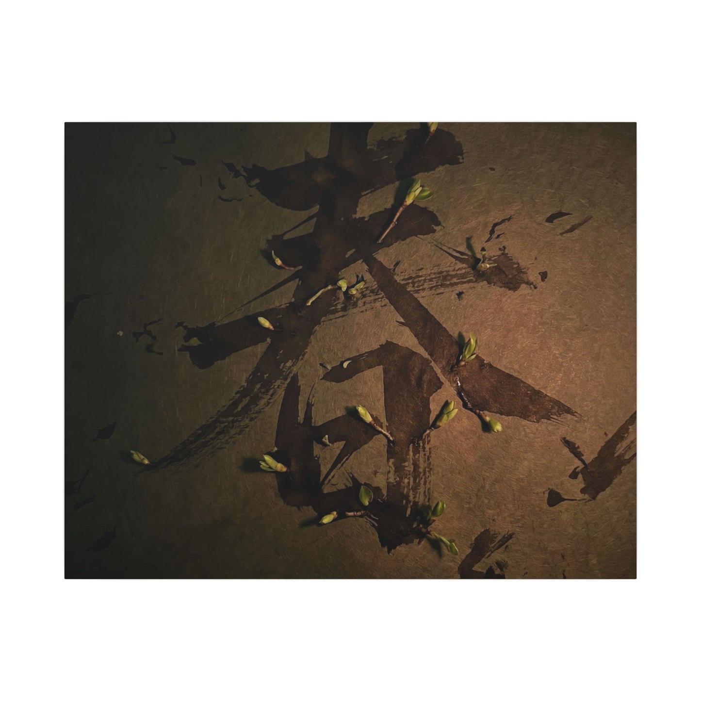 Calligraphy Shadow Zen Canvas Art | Bold Dark Japandi Art