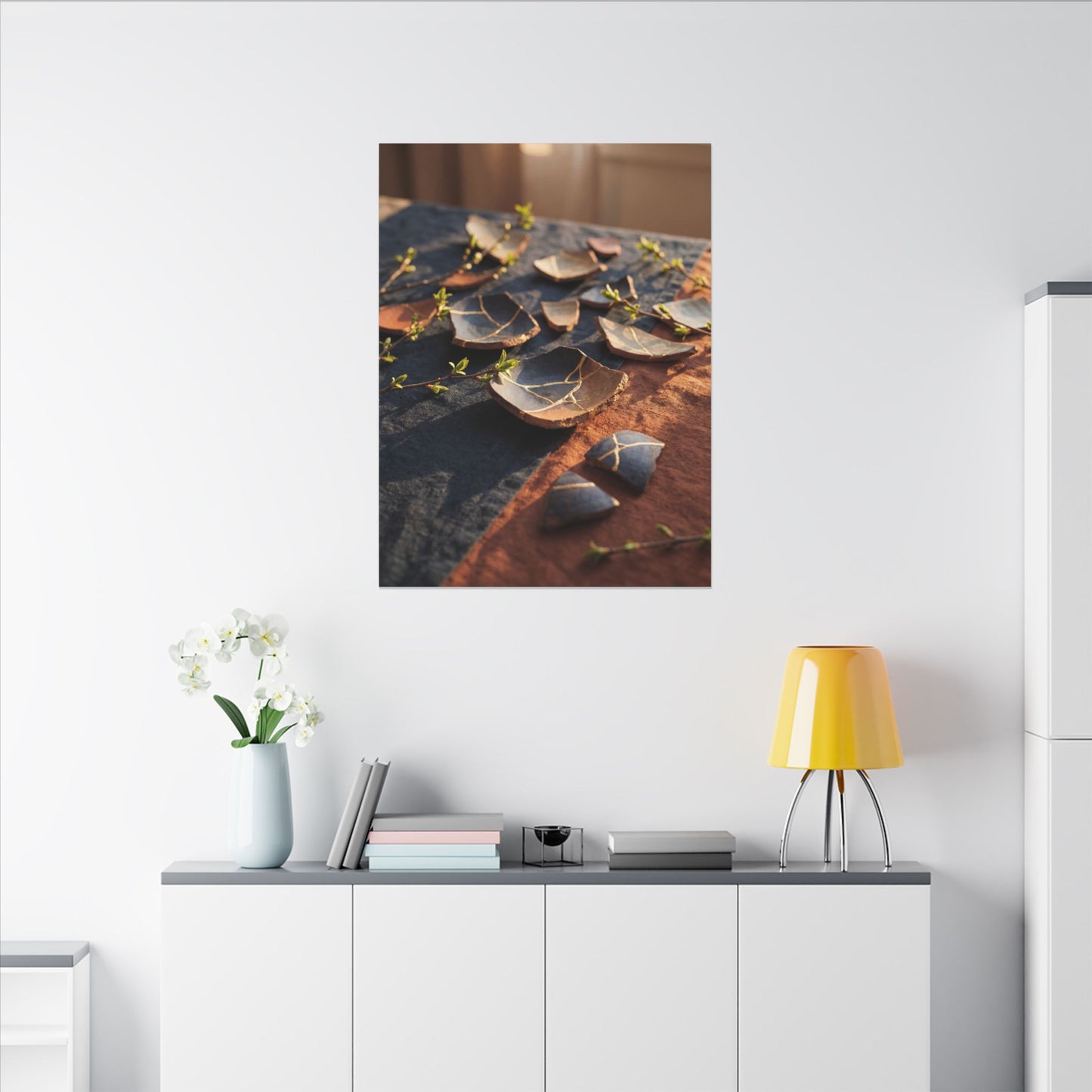 Spring Broken Pottery Gold Vein Canvas Art | Philosophical Decor