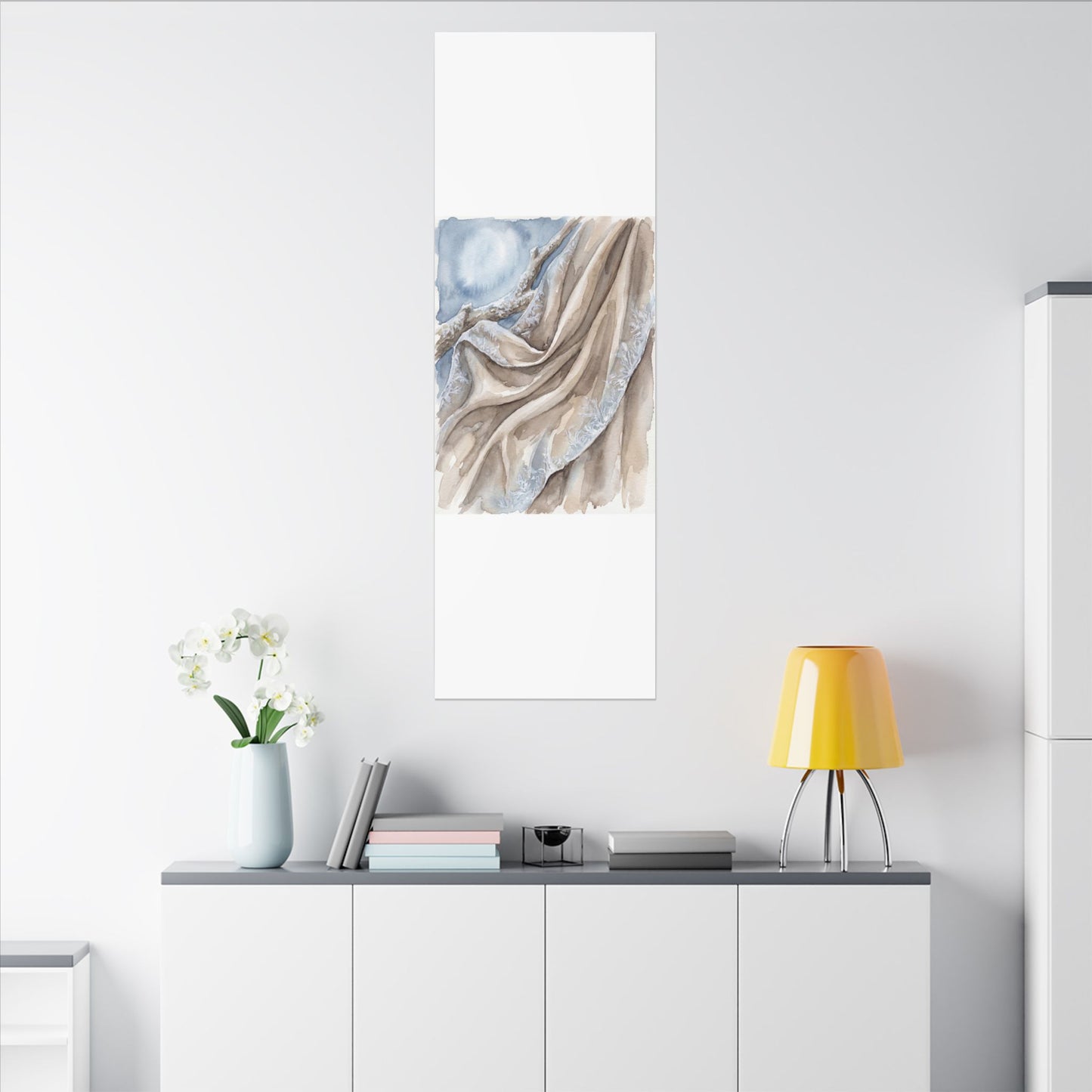 Silk Drape Winter Canvas Art | Japandi Cozy Design
