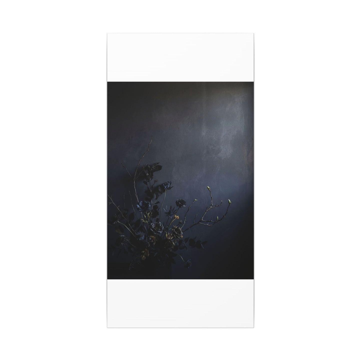 Dried Flowers Spring Canvas Art | Dark Japandi Moody Design