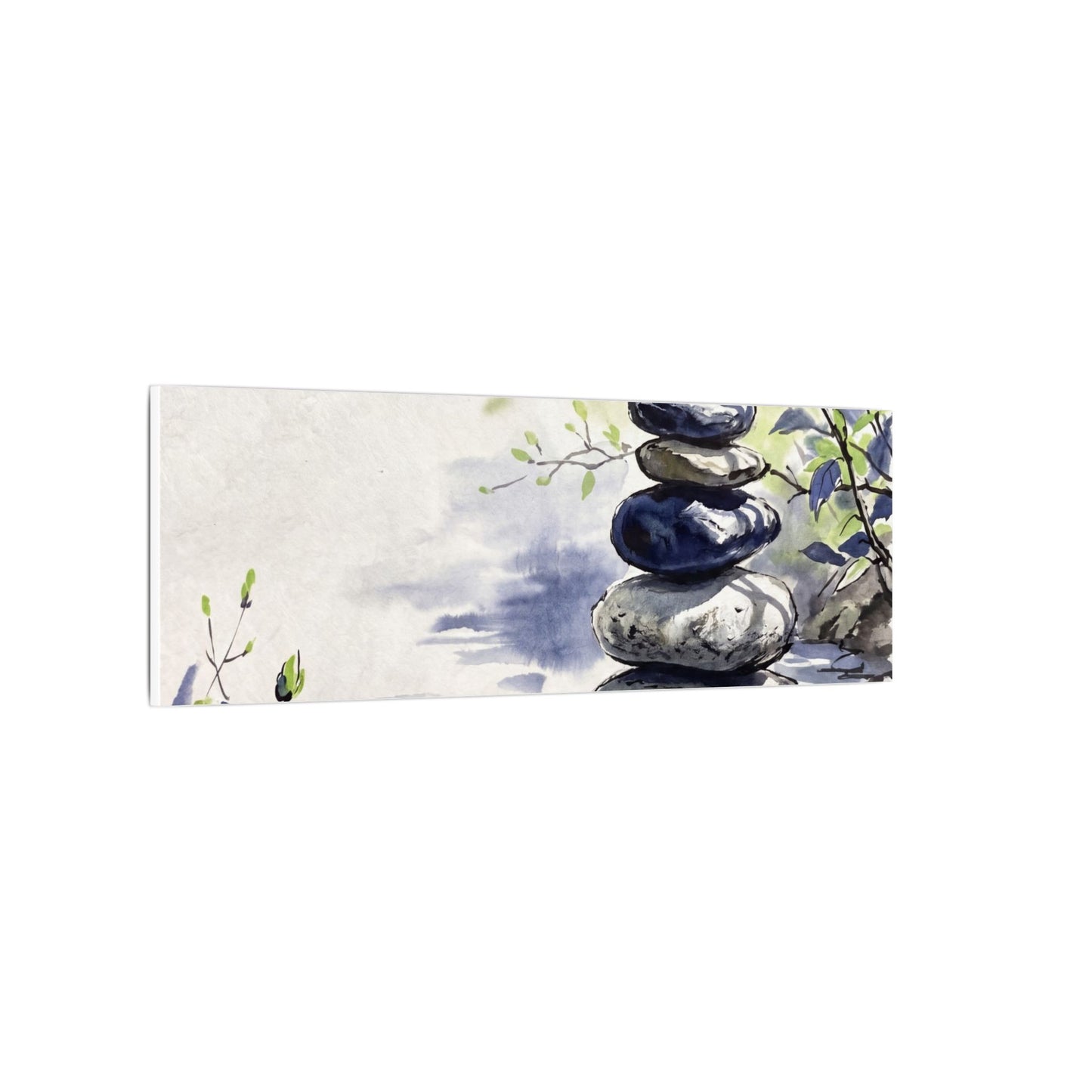 River Stones Sumi E Canvas Art | Serene Zen Art