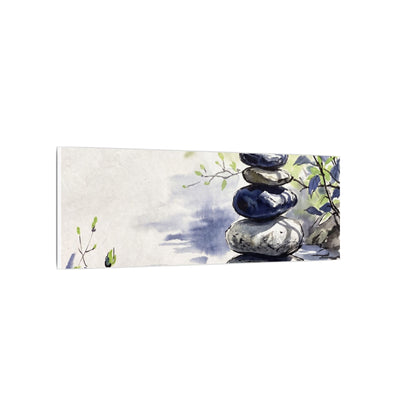 River Stones Sumi E Canvas Art | Serene Zen Art