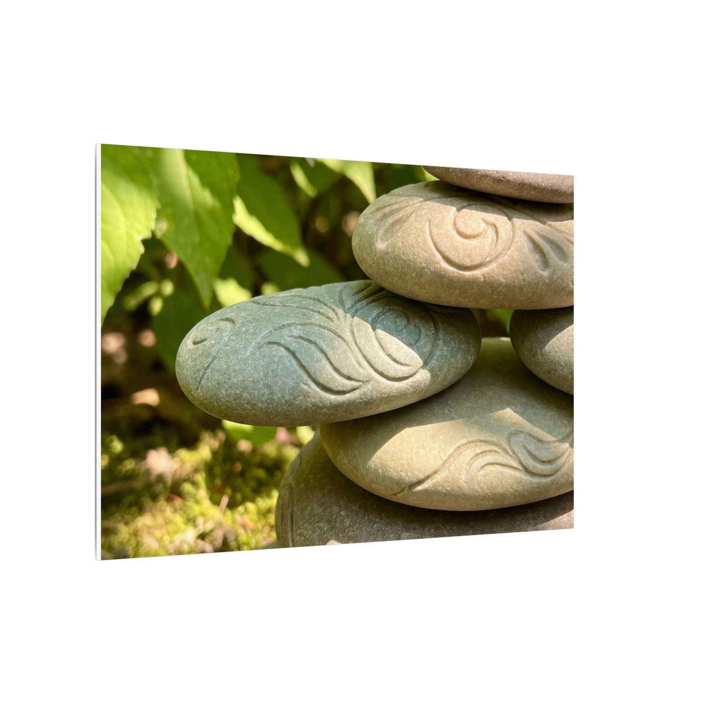 River Stones Summer Canvas Art | Japandi Earthy Design