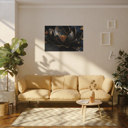 Moonlight Lotus Flower Canvas Art - Kintsugi Fukinsei
