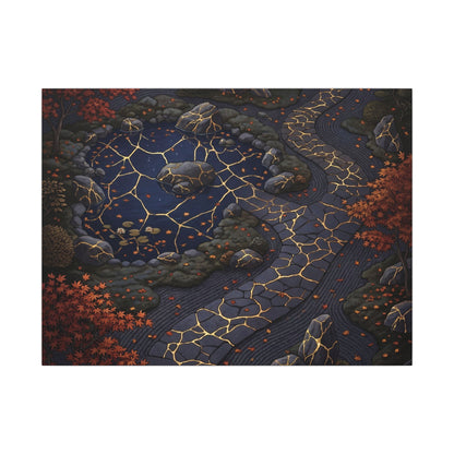 Moonlit Garden Gold Vein Canvas Art | Resilient Kintsugi Art