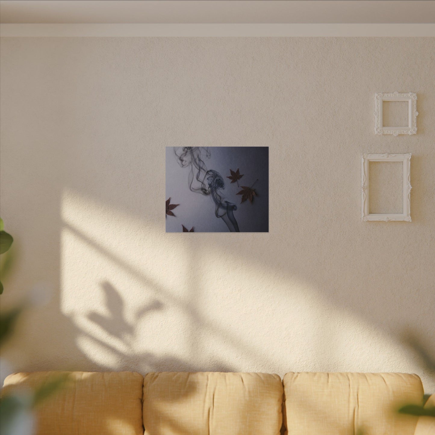 Dark Japandi Incense Smoke in Dawn | Moody Minimal Canvas Art