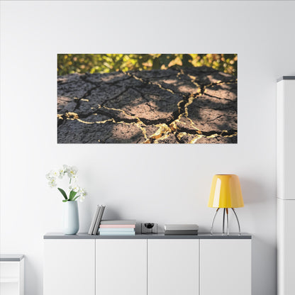 Shibui Cracked Earth Canvas Art - Kintsugi Gold Repair