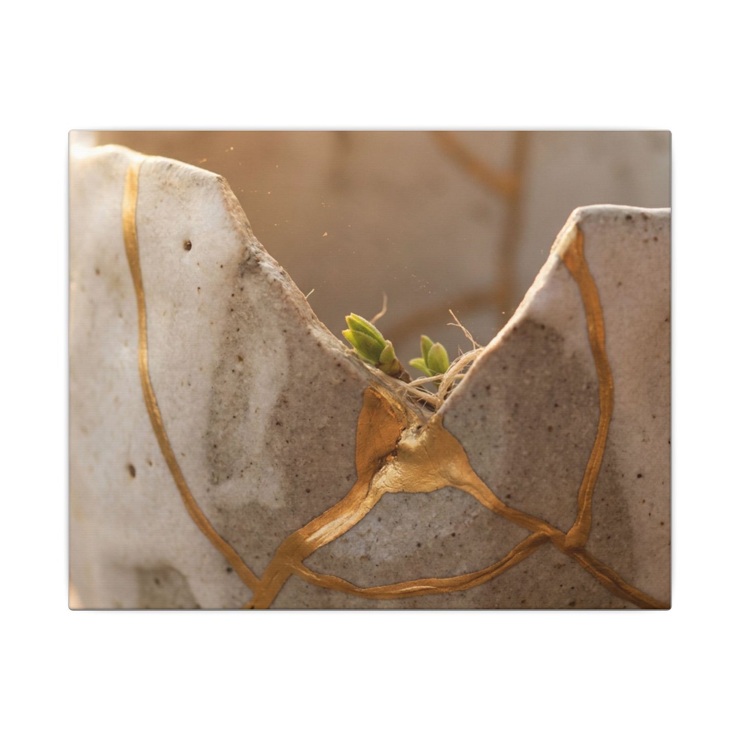 Golden Hour Broken Pottery Canvas Art - Japandi Kanso