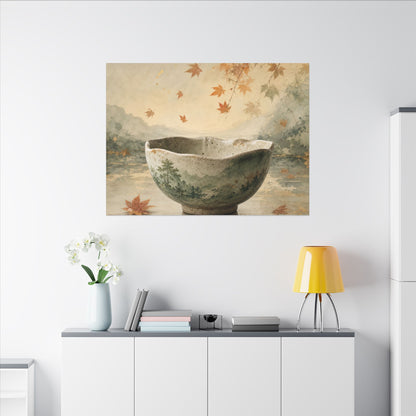 Autumn Ceramic Bowl Watercolor Canvas Art | Cozy Decor