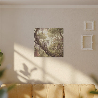 Summer Wisteria Mushroom Illustration Canvas Art | Enchanting Decor