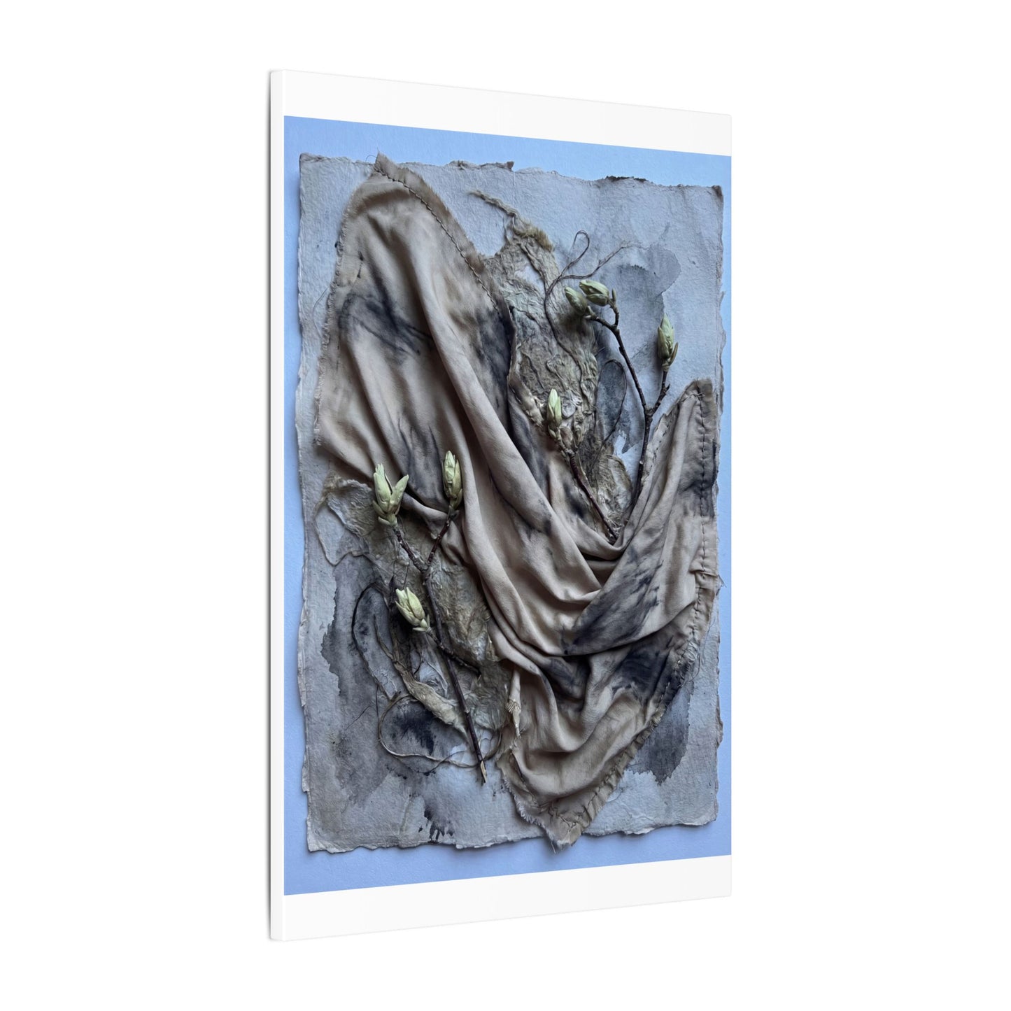 Japandi Silk Drape in Moonlight | Texture Canvas Art