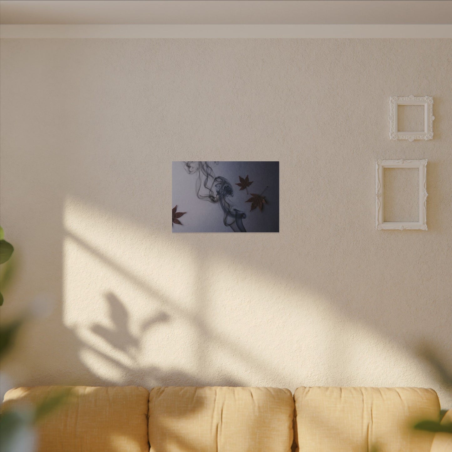 Dark Japandi Incense Smoke in Dawn | Moody Minimal Canvas Art