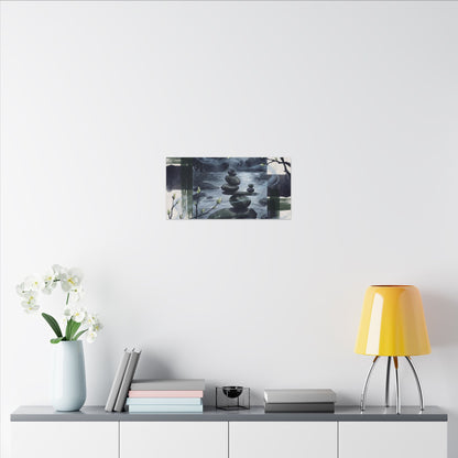 Moonlight River Stones Canvas Art - Zen Shibui
