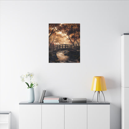 Autumn Wooden Bridge Gold Vein Canvas Art | Resilient Decor