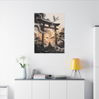 Torii Gate Ukiyo E Inspired Canvas Art | Serene Zen Art