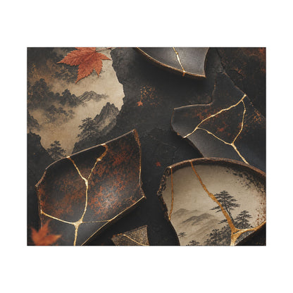 Broken Pottery Gold Vein Canvas Art | Philosophical Kintsugi Art