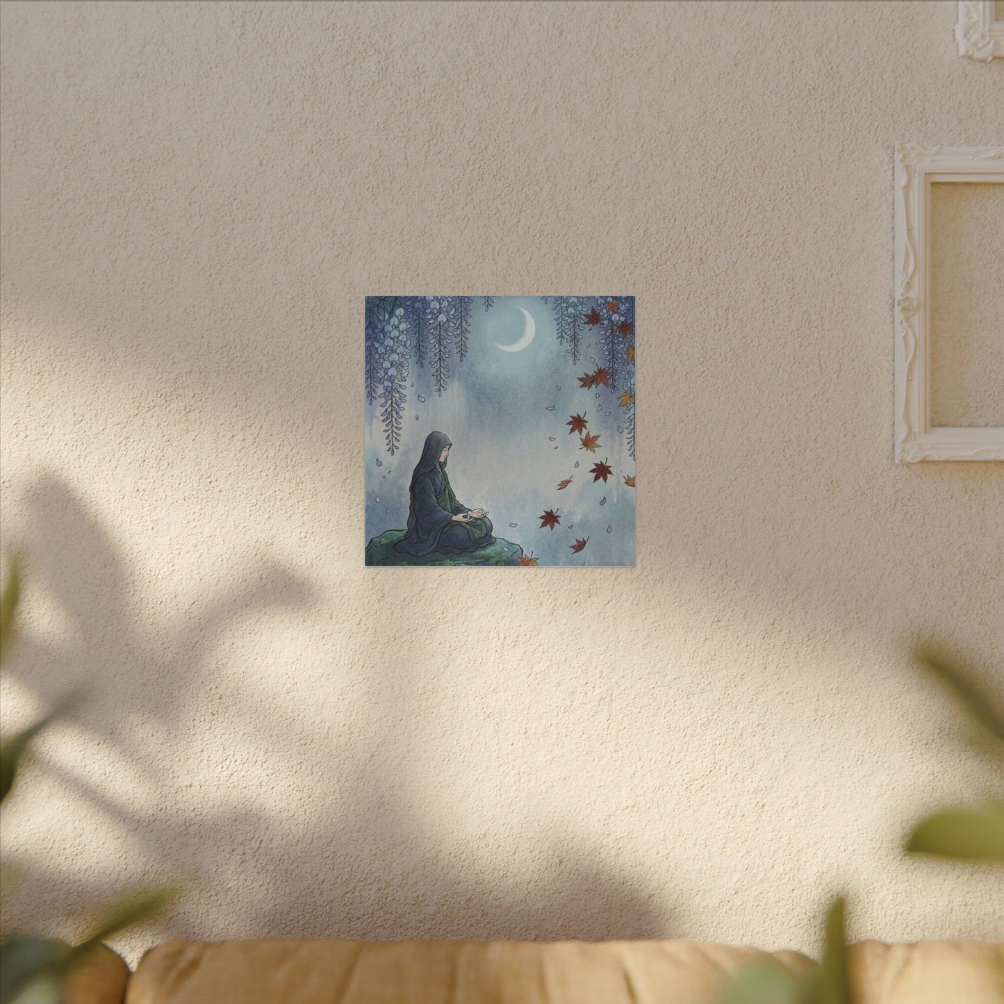 Zen Wisteria in Moonlight | Ukiyo E Inspired Canvas Art