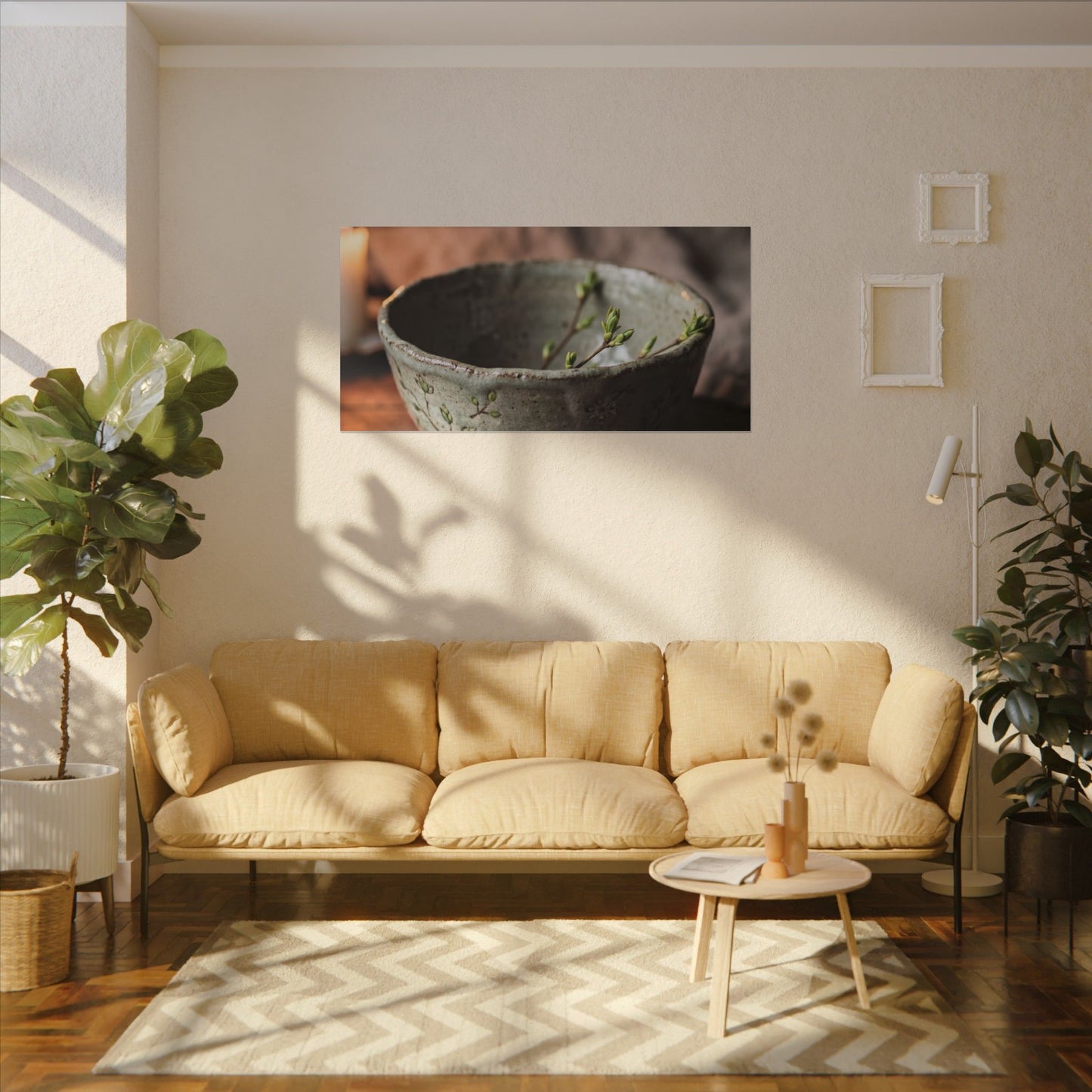 Ceramic Bowl Spring Canvas Art | Japandi Neutral Design
